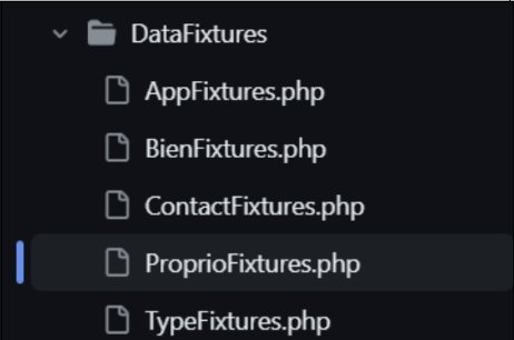 data fixtures arborescence